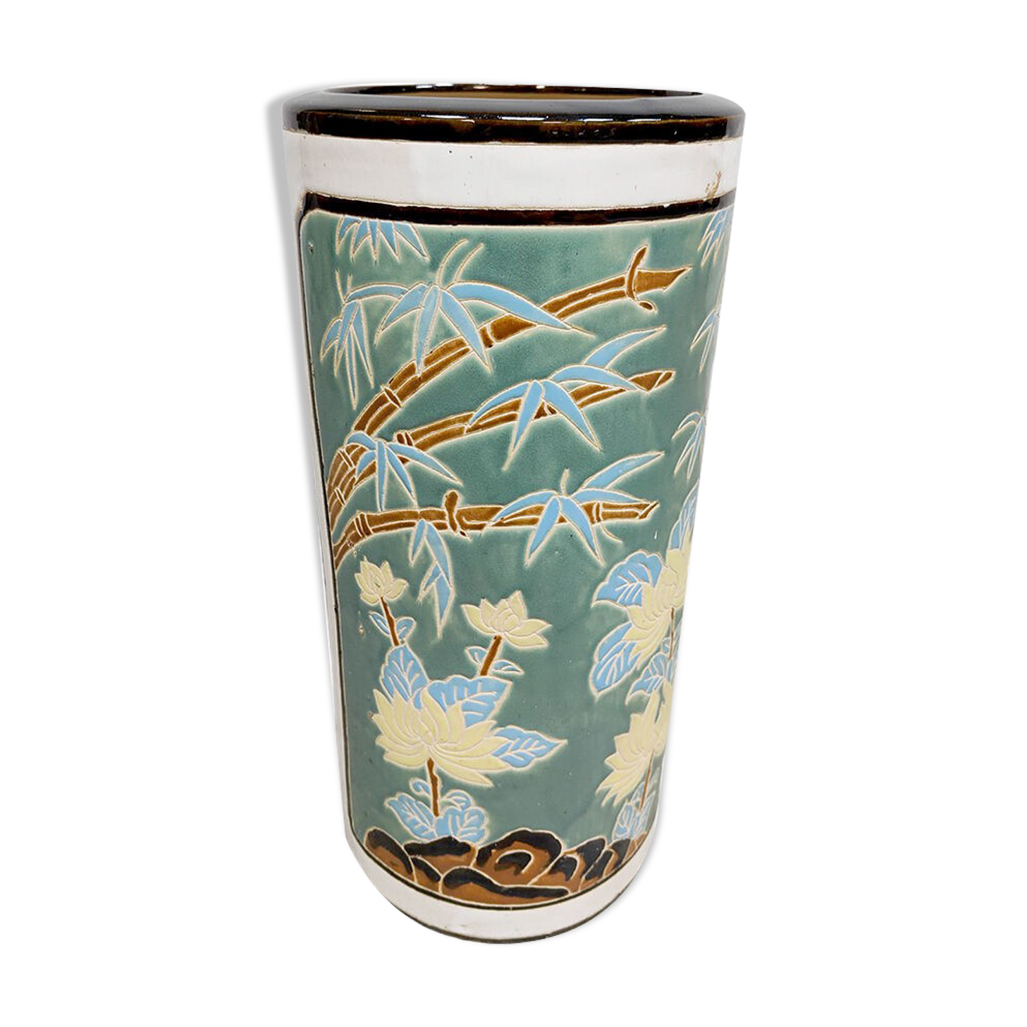 Vintage ceramic umbrella stand vase art nouveau