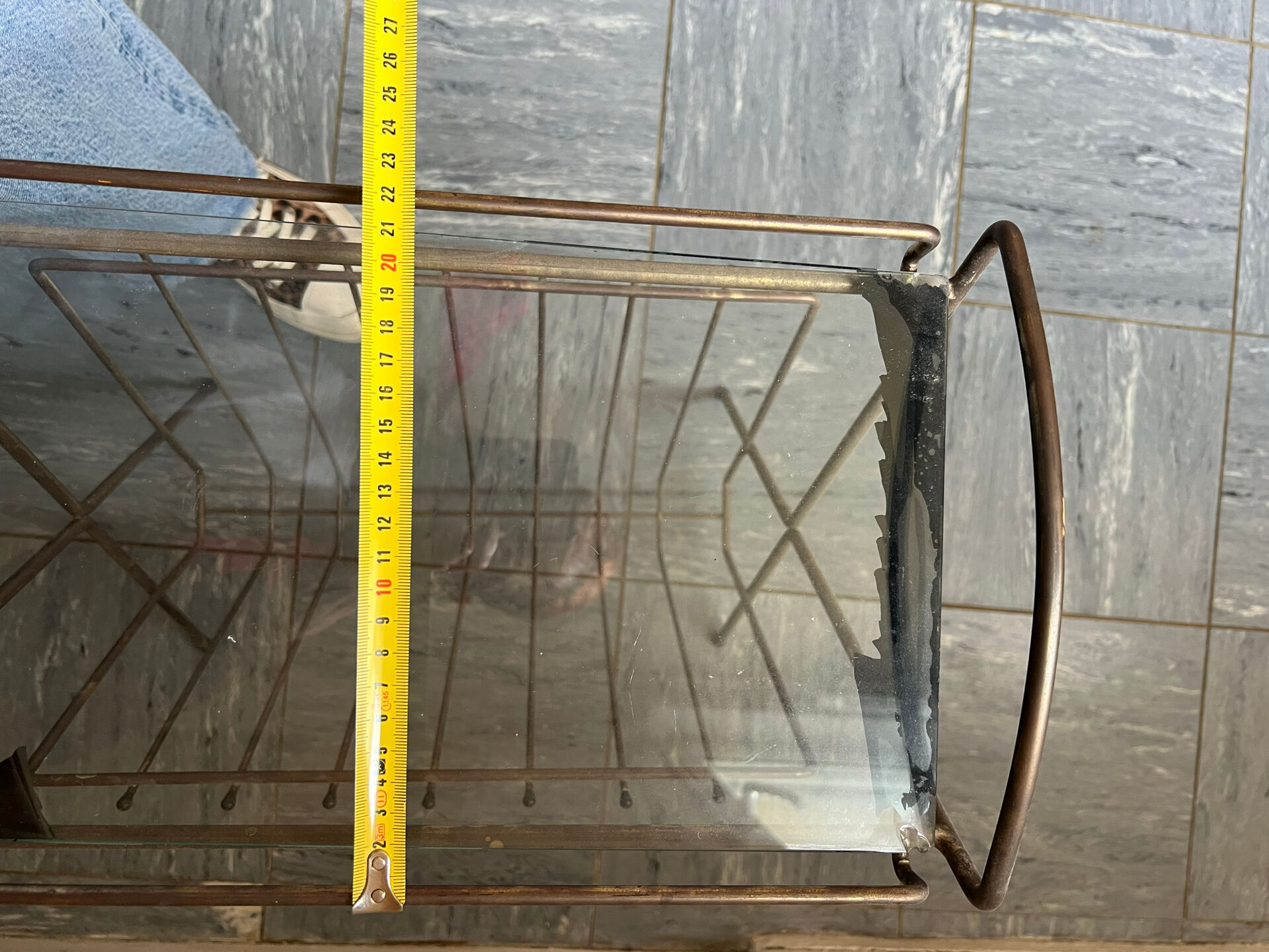 Table d’appoint vintage verre et métal doré