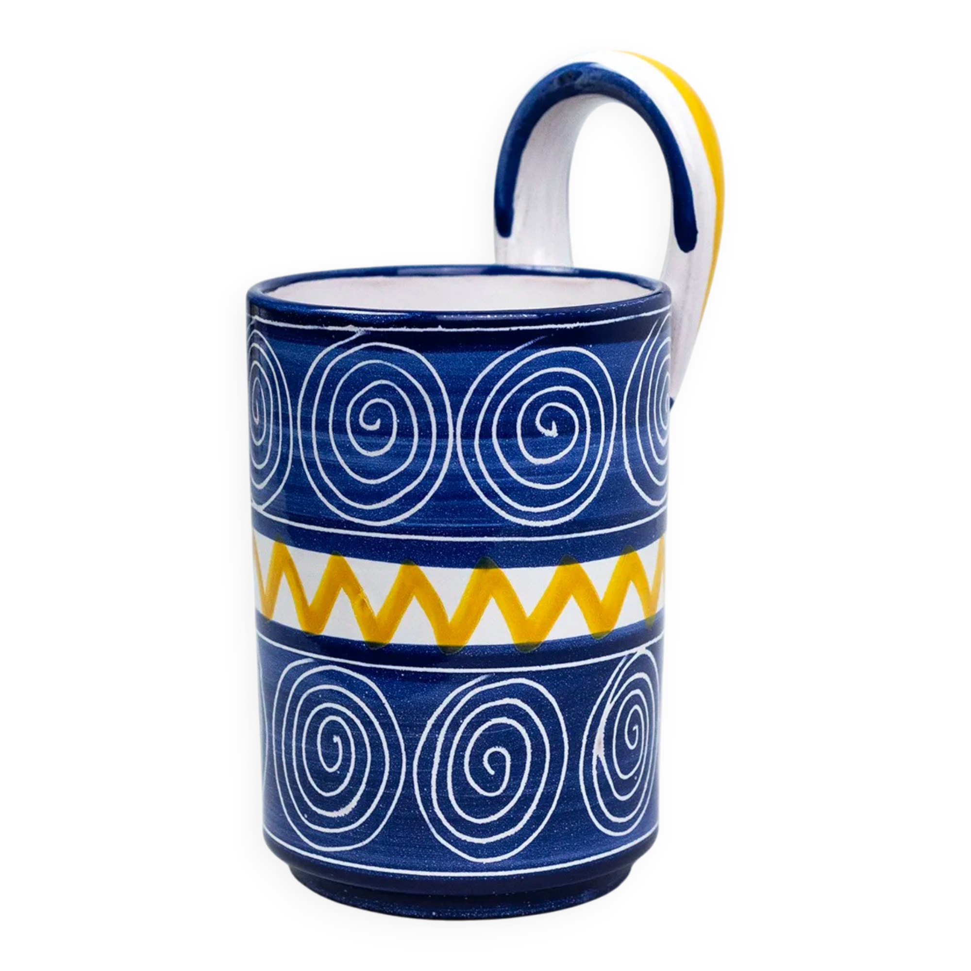 Robert Picault – Enamelled earthenware utensil holder in blue and yellow – Vallauris