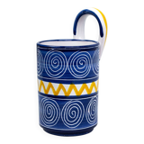 Robert Picault – Enamelled earthenware utensil holder in blue and yellow – Vallauris