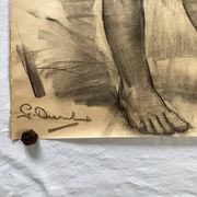 Large drawing of a nude woman signed around the 1940s dimension: height -150cm- width -80cm-