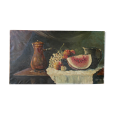 Tableau huile sur toile nature morte aux fruits