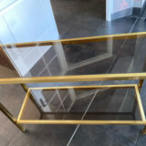 Console smoked glass and brass 70s