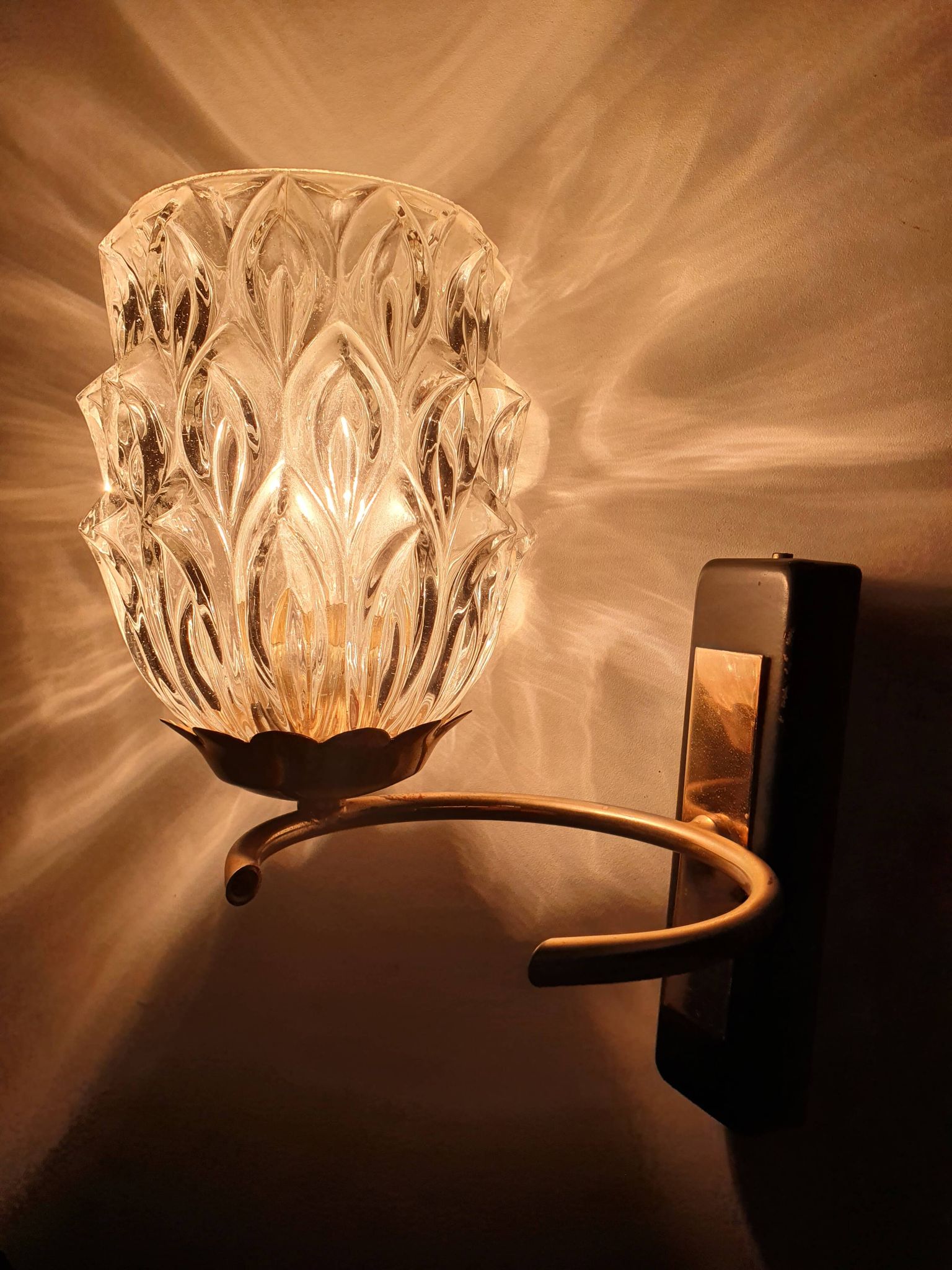 Pair of 1950s gold wall lights