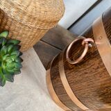 Champagne bucket in oak and brass, signed
