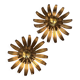 Pair of floral wall lights in gilded metal, 1960