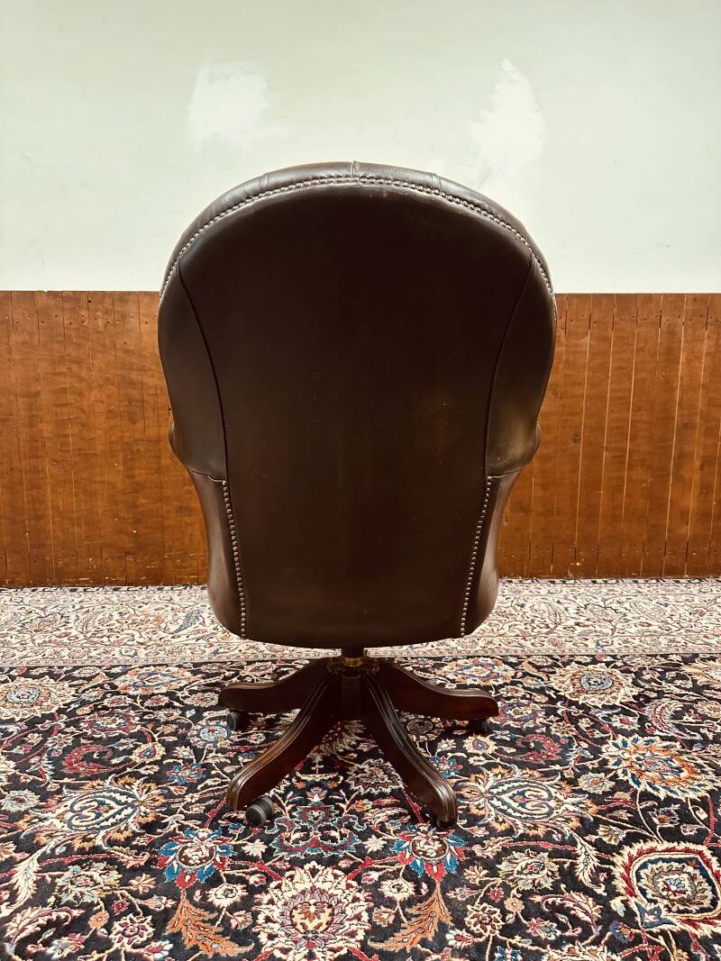 Classic English Chesterfield dark brown office chair