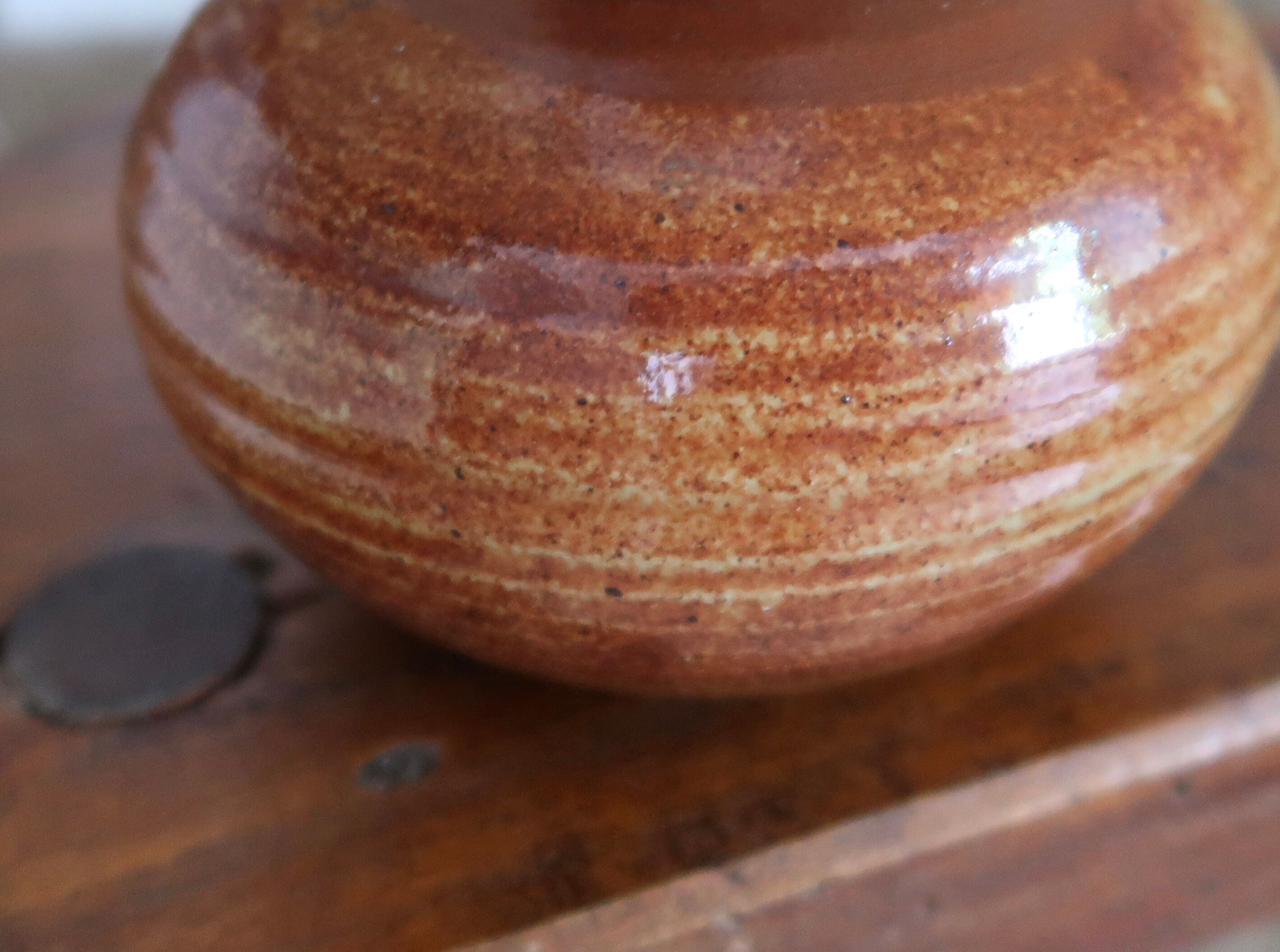 Signed sandstone lamp, beige lampshade, 70s