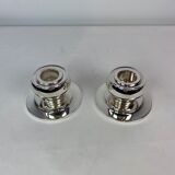 Set of two low candlesticks of 925 sterling and hallmarked silver, 1930s