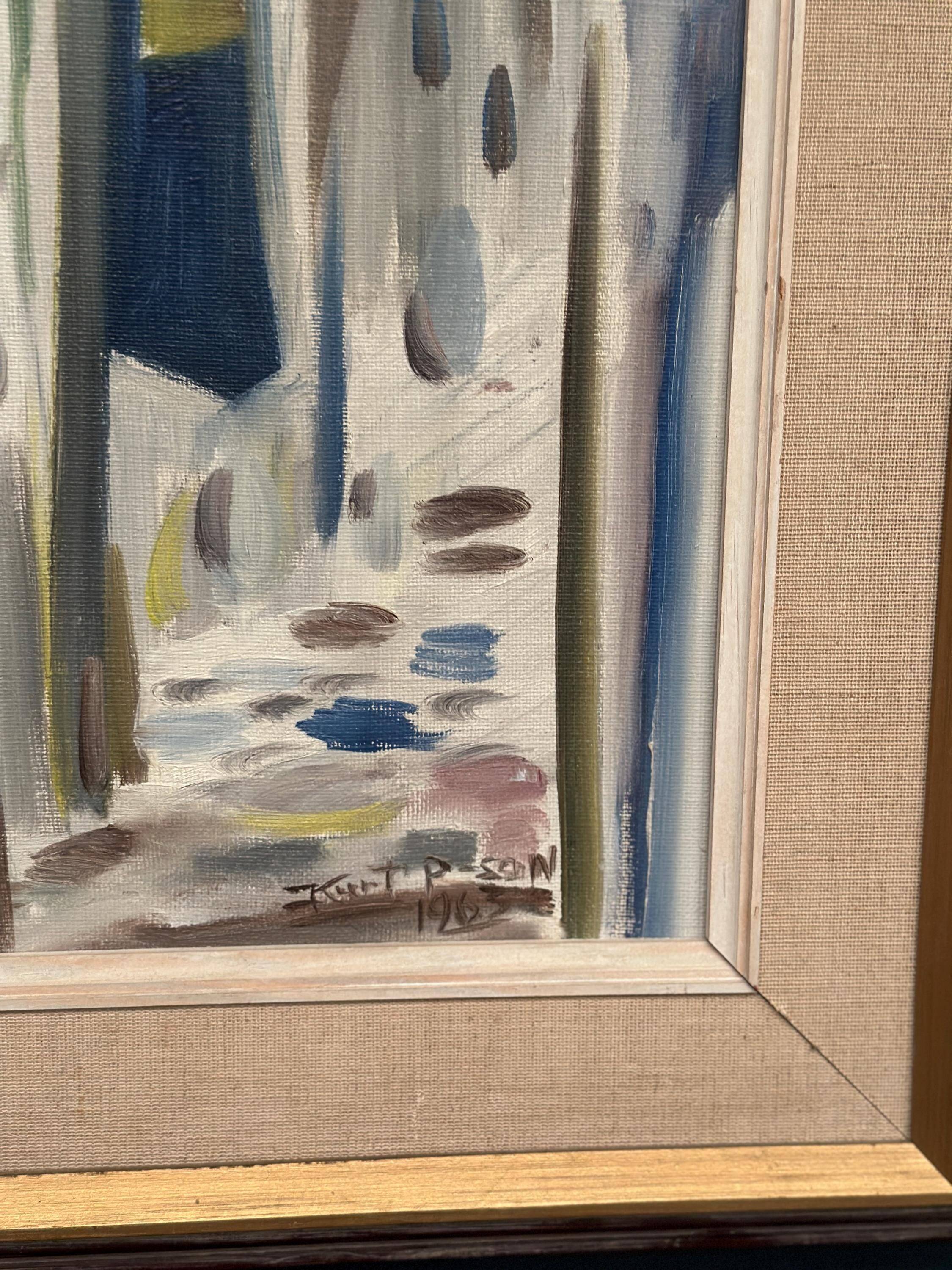 Huile sur toile suédoise – “Allée abstraite” par Kurt Persson