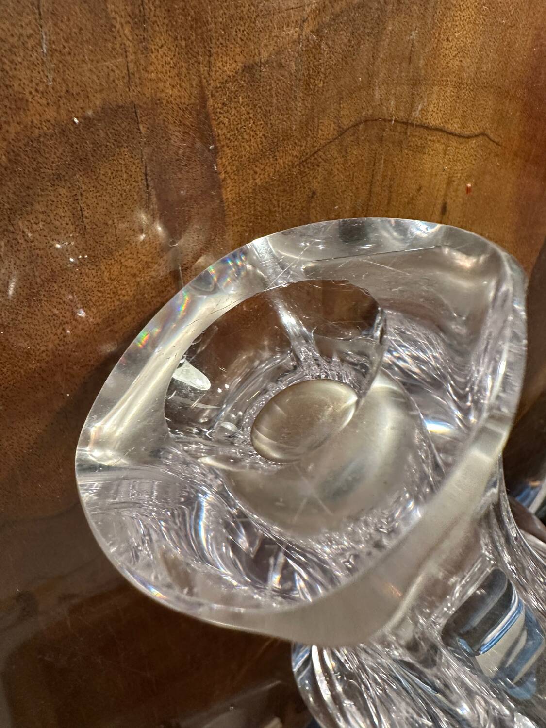 Small corolla vase in crystal from Vannes art-deco period - h 18.5 cm