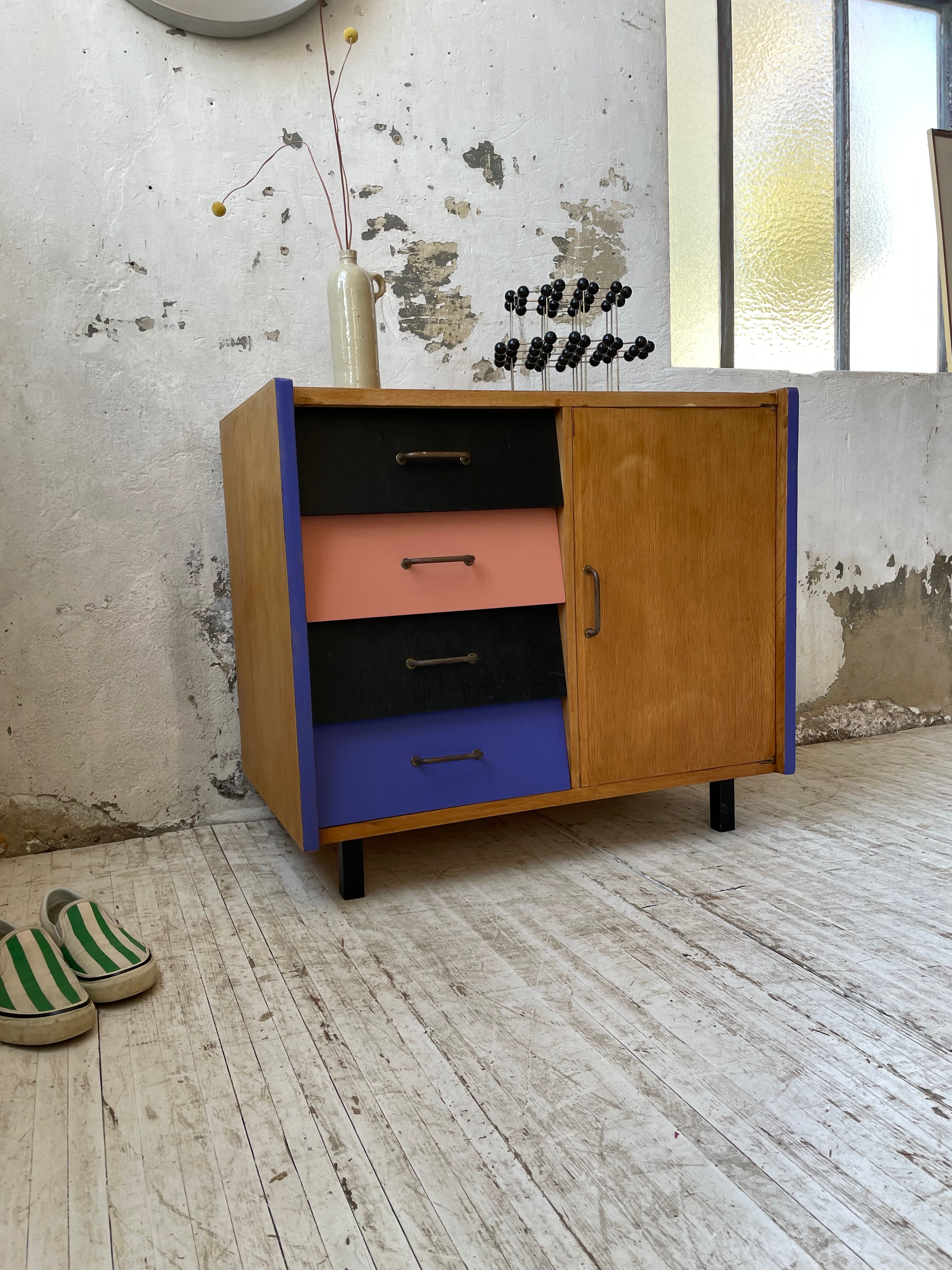 Meuble commode colorée années 60