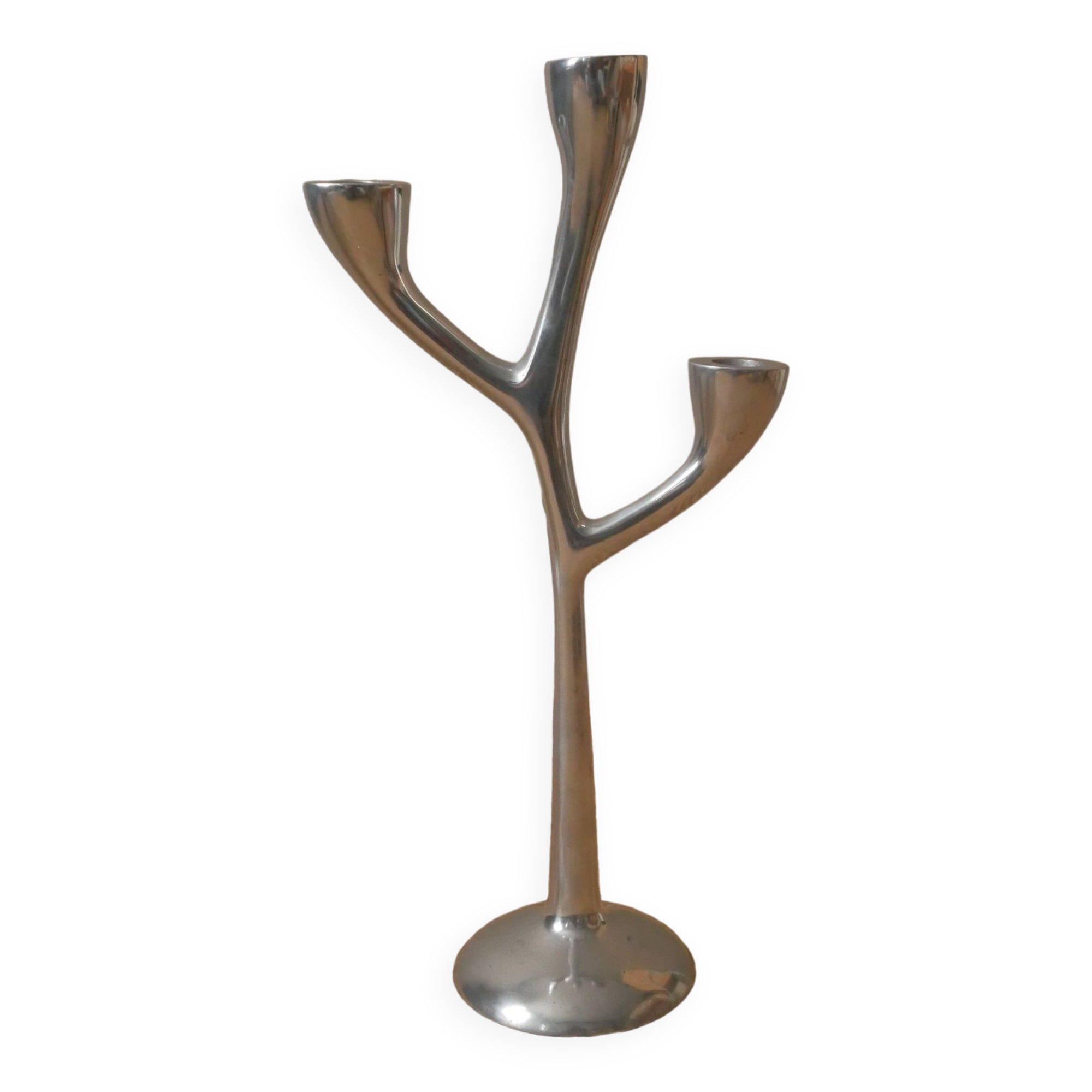 Aluminum candle holder Scandinavian design candelabra vintage silver metal candlestick three branches