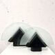 Postmodern geometric glass and metal lamp, large model, 1980