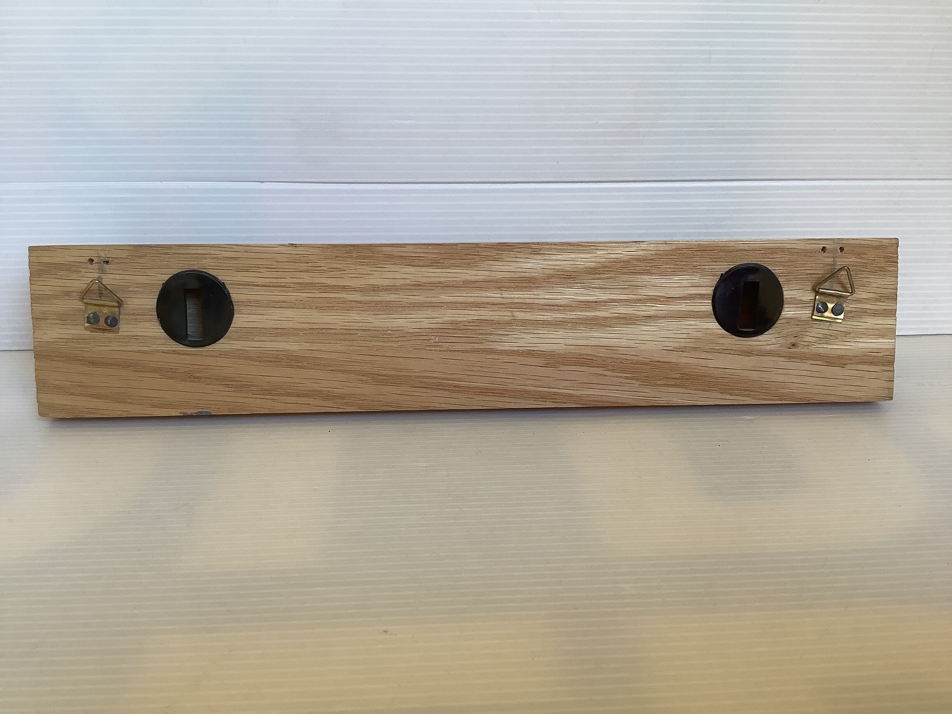 Wood metal coat rack three double hooks