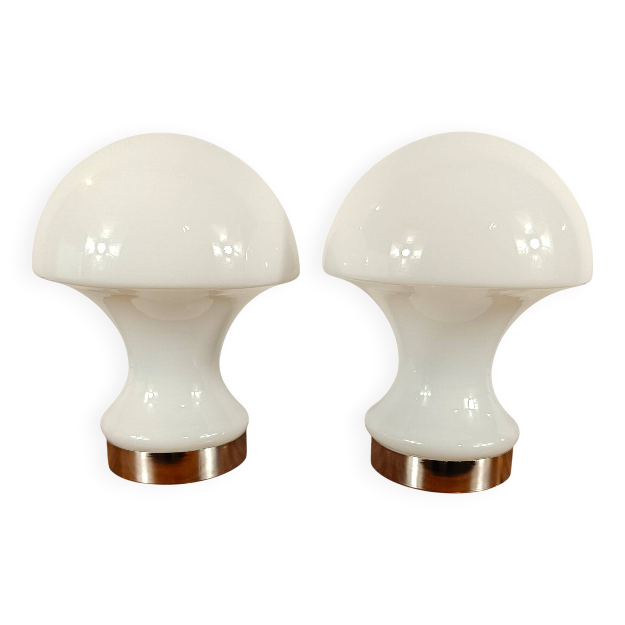 Set of 2 mushroom table lamps in opaline glass