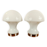 Set of 2 mushroom table lamps in opaline glass