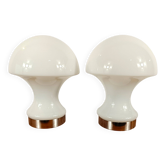 Set of 2 mushroom table lamps in opaline glass