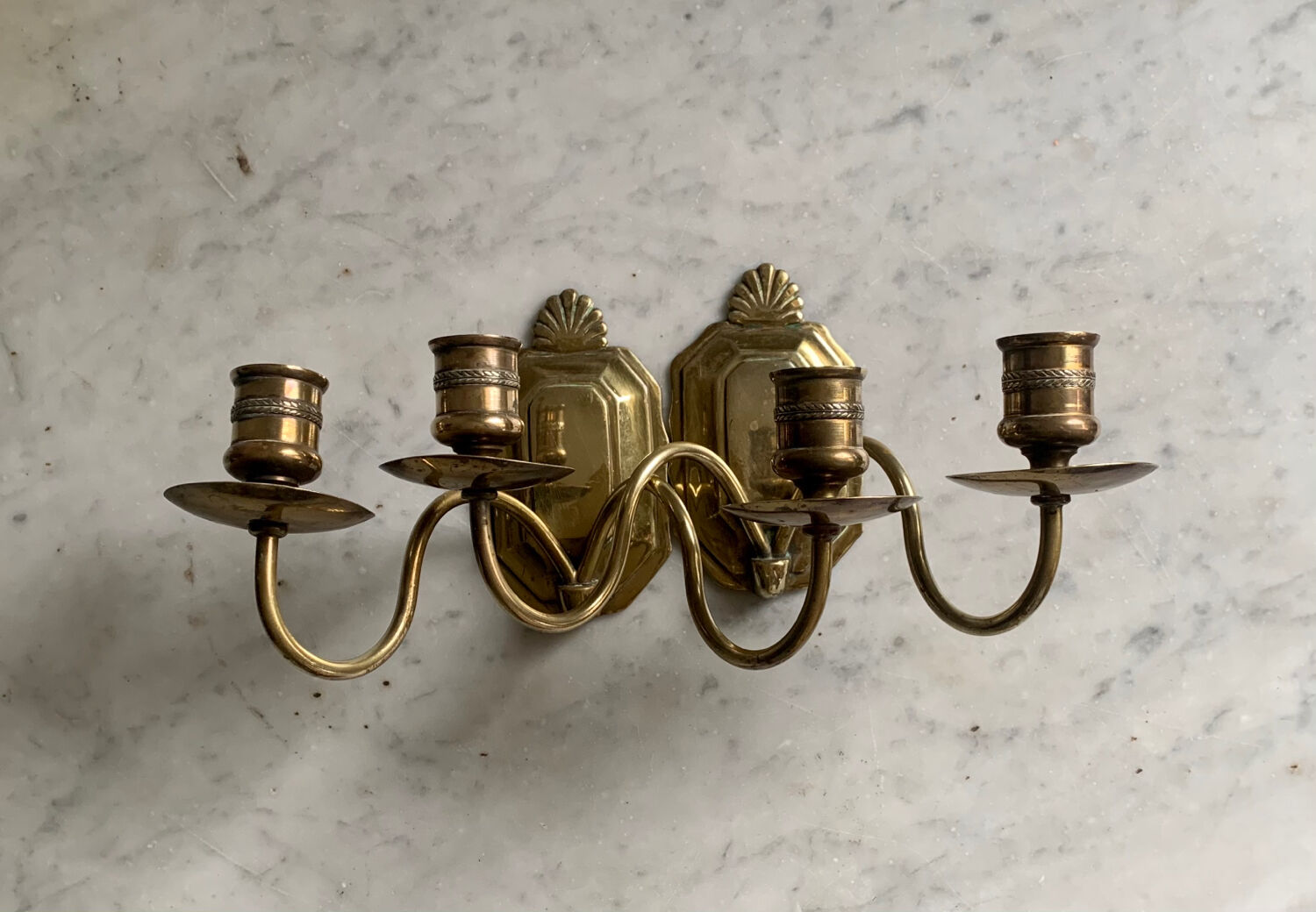 Brass wall candlesticks