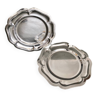 2 round stainless steel dishes from the 60s/70s