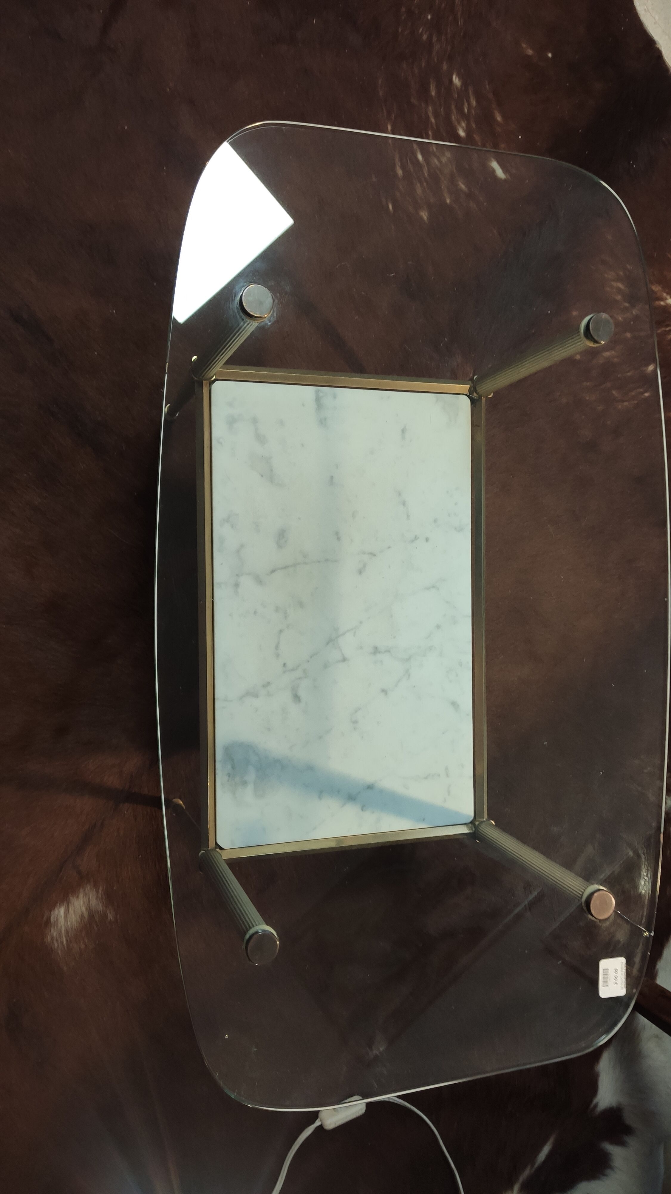 Glass, brass and marble coffee table