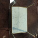 Table basse en verre, laiton et marbre