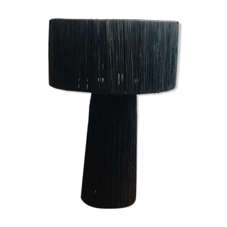 Minimalist black raffia bedside table lamp