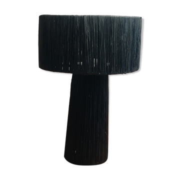 Lampe à poser de chevet minimaliste raphia noir
