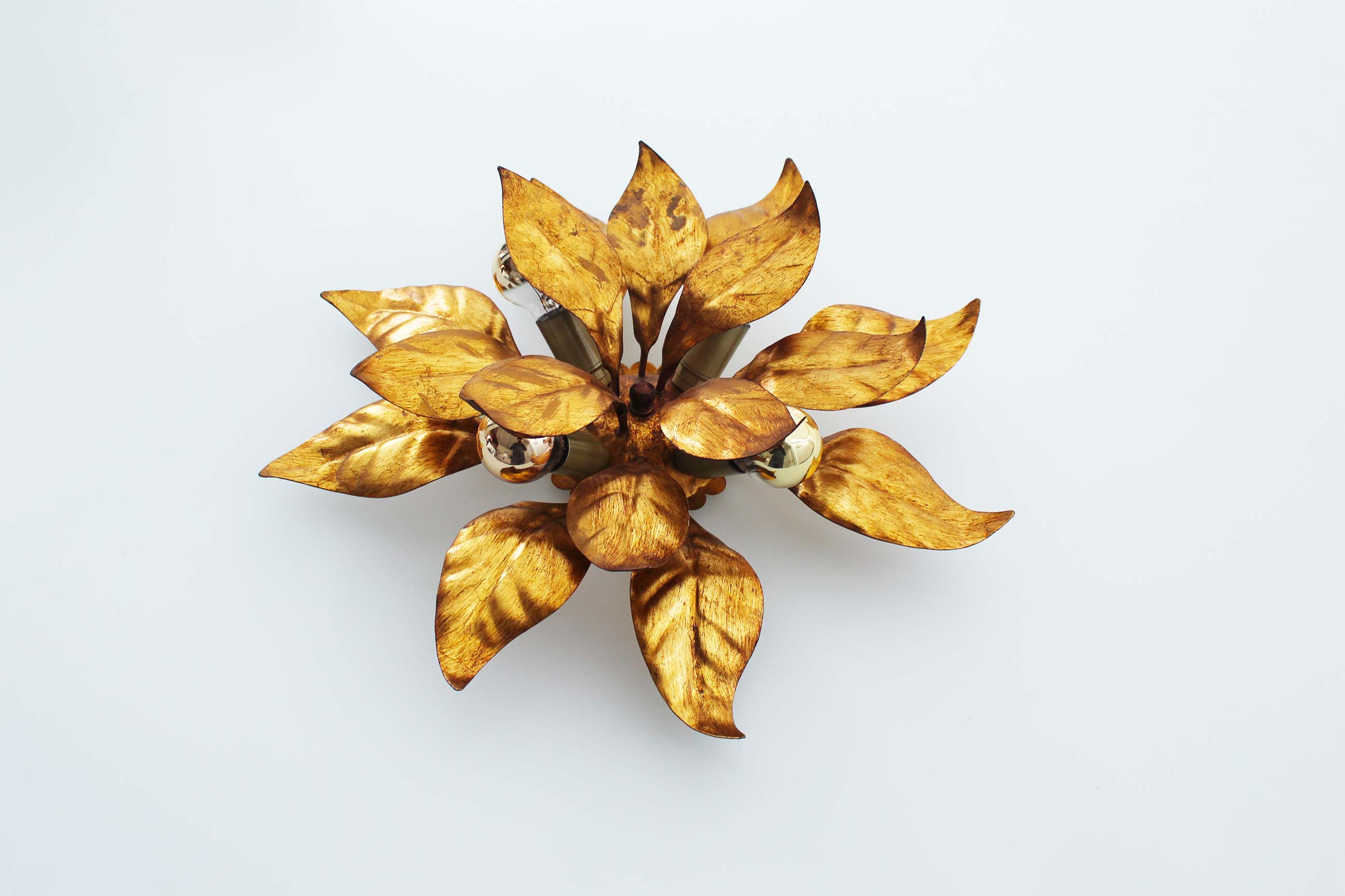 Gilt Florentine Flush Mount Light by Hans Kögl