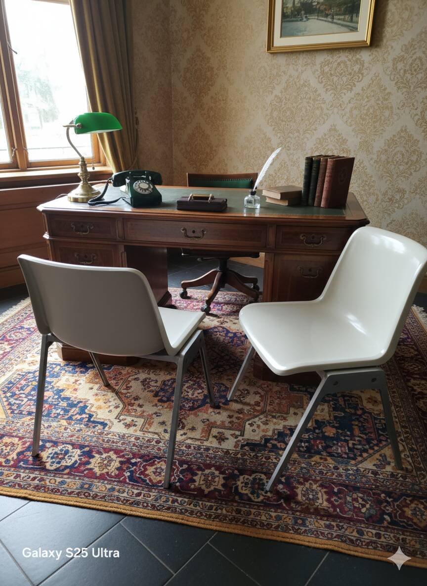 Pair of vintage Wilkhahn chairs, fibreglass shell, aluminium, 1970.