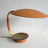 Lampe cuir et laiton 70's