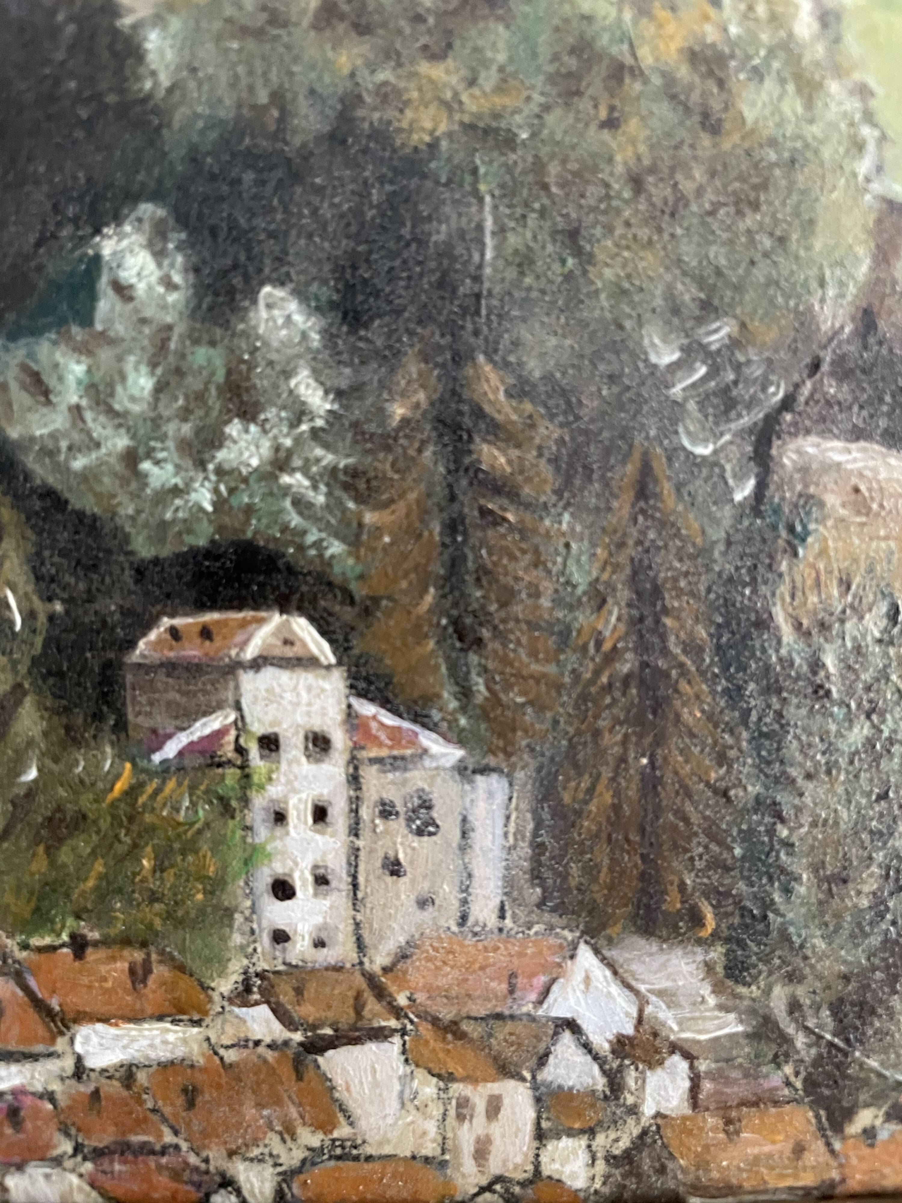 Old painting, mountain landscape signed Billet