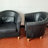 Fauteuil de cuir noir véritable