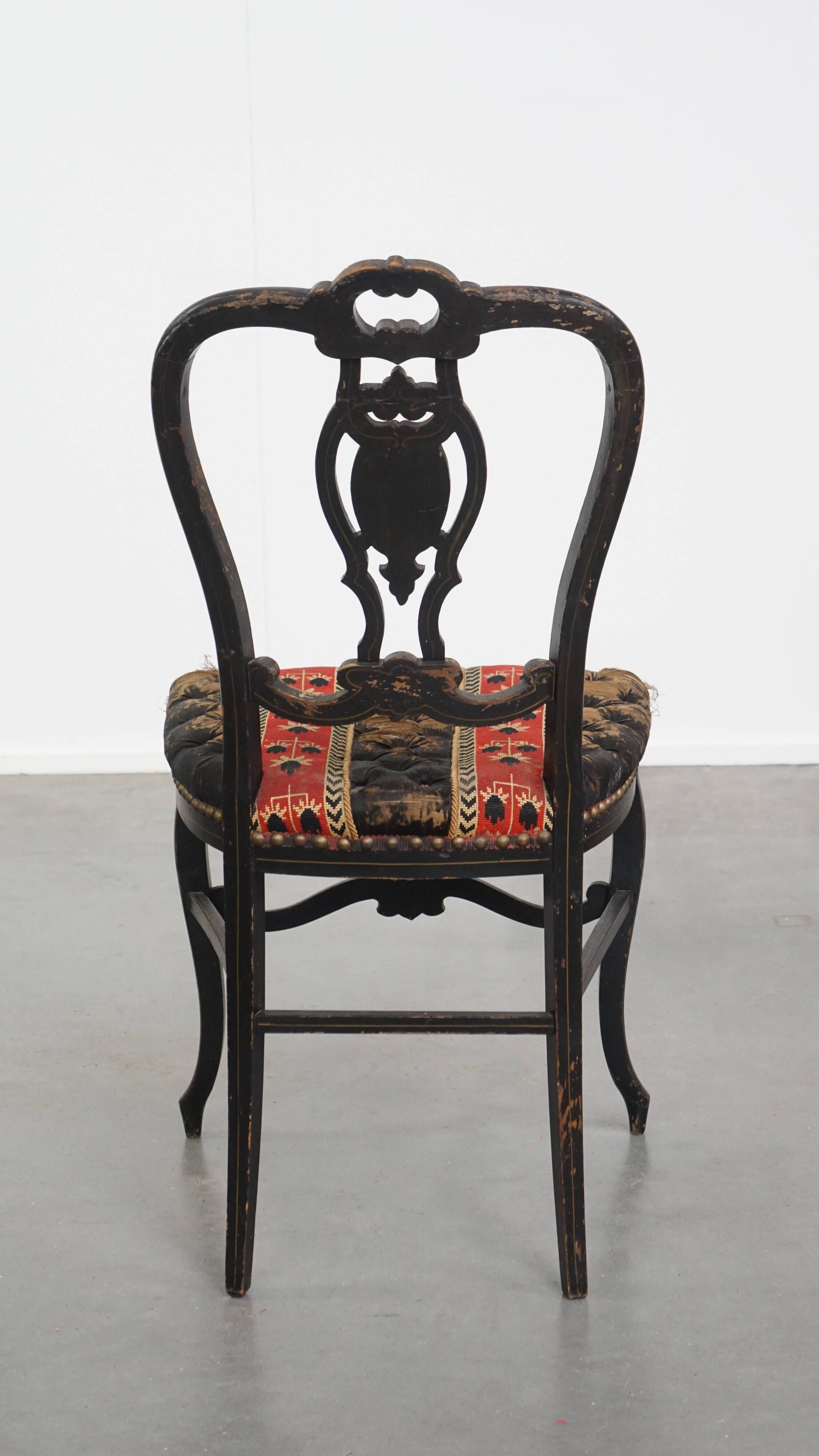 Antique French Napoleon III Chair Inlaid with Mother-of-Pearl