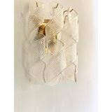 Set of Two Transparent “Ricci” Murano Glass Gold 24k Wall Sconces in Mazzega Style