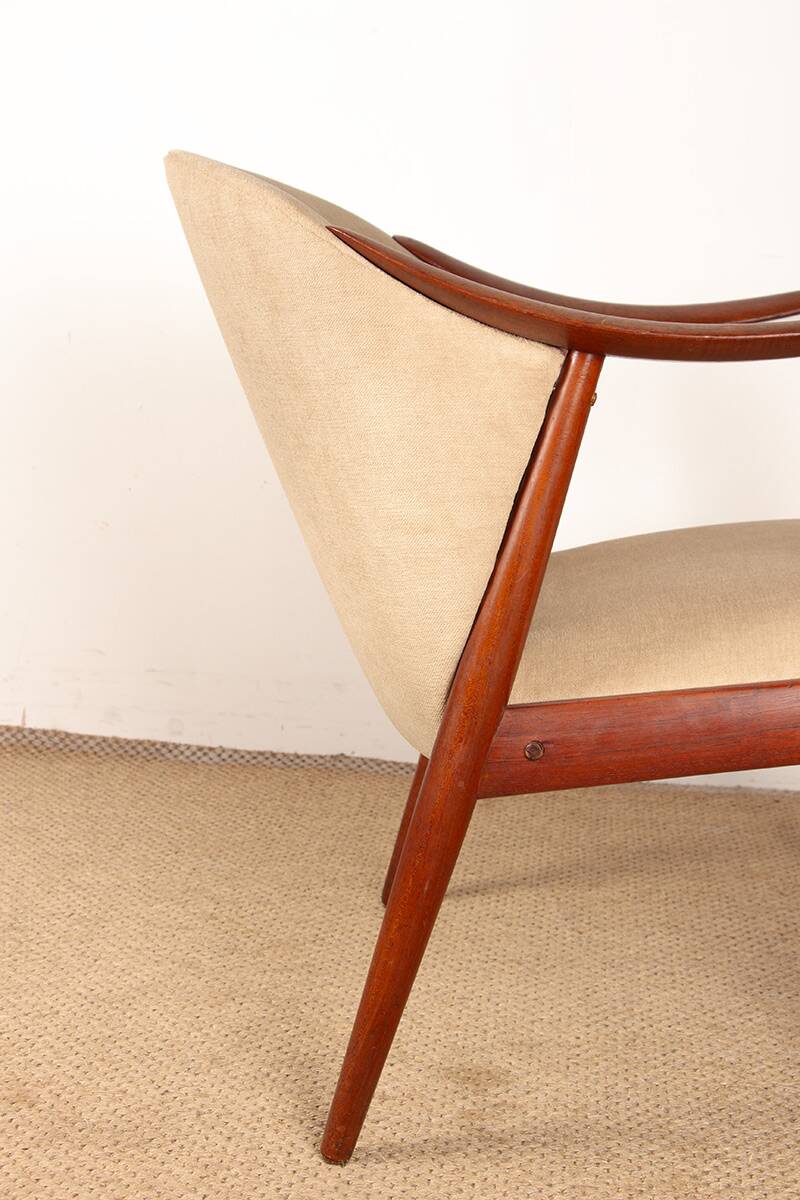 2 Scandinavian armchairs in teak and fabric, new Tyrol model, Gerhard Berg.