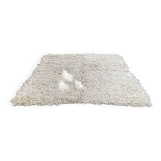 Tapis "Flokati" en laine noué main vintage 1950/1960
