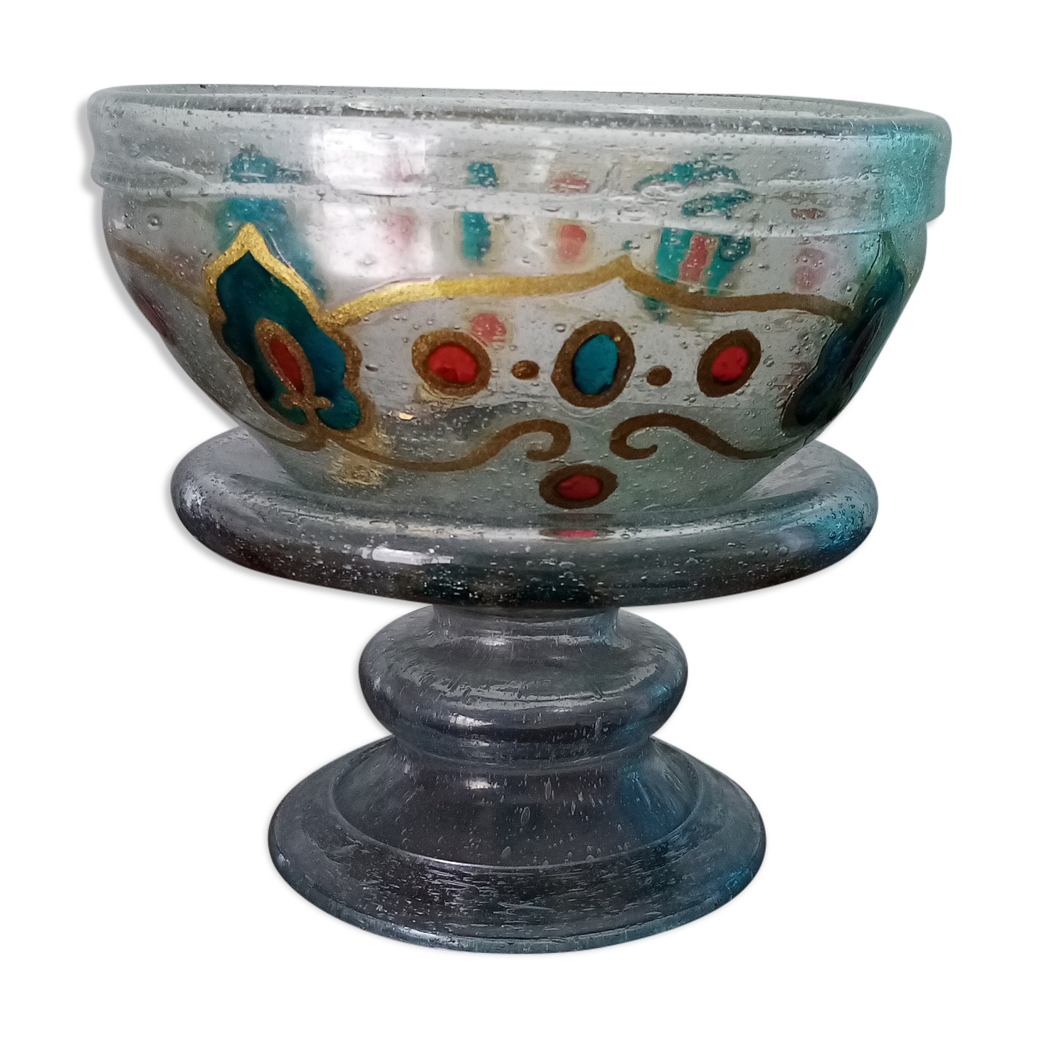 Old empty pocket biot glass cup