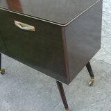 Bar roulant et éclairant vintage 1960 à pieds compas