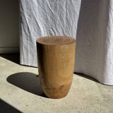 Stool, side table, cylindrical solid mango wood end table.