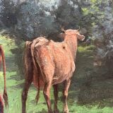 Vaches au pâturage, huile sur toile, tableau ancien