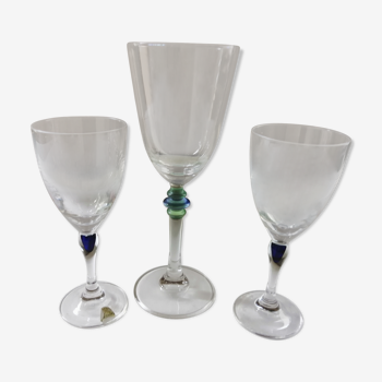 Assorted three crystal foot glasses from Arques