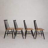 Set of 4 Fanett model slatted chairs, Tapiovaara, 1960s