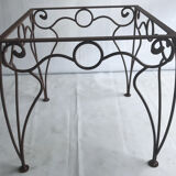 Wrought iron and wood table