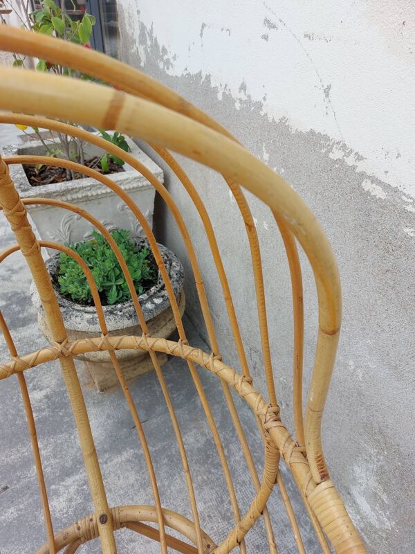 Berceau en rotin vintage 1950