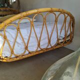 Vintage rattan and wicker bed
