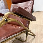 Reclining armchair in brown leather with tubular frame – Italy – 1960s/1970s