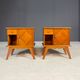Pair of vintage mid-century modern wooden bedside tables / nightstands