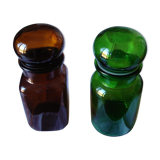 Lot 2 bottles vintage green orange chicory