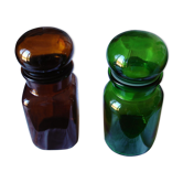Lot 2 bottles vintage green orange chicory